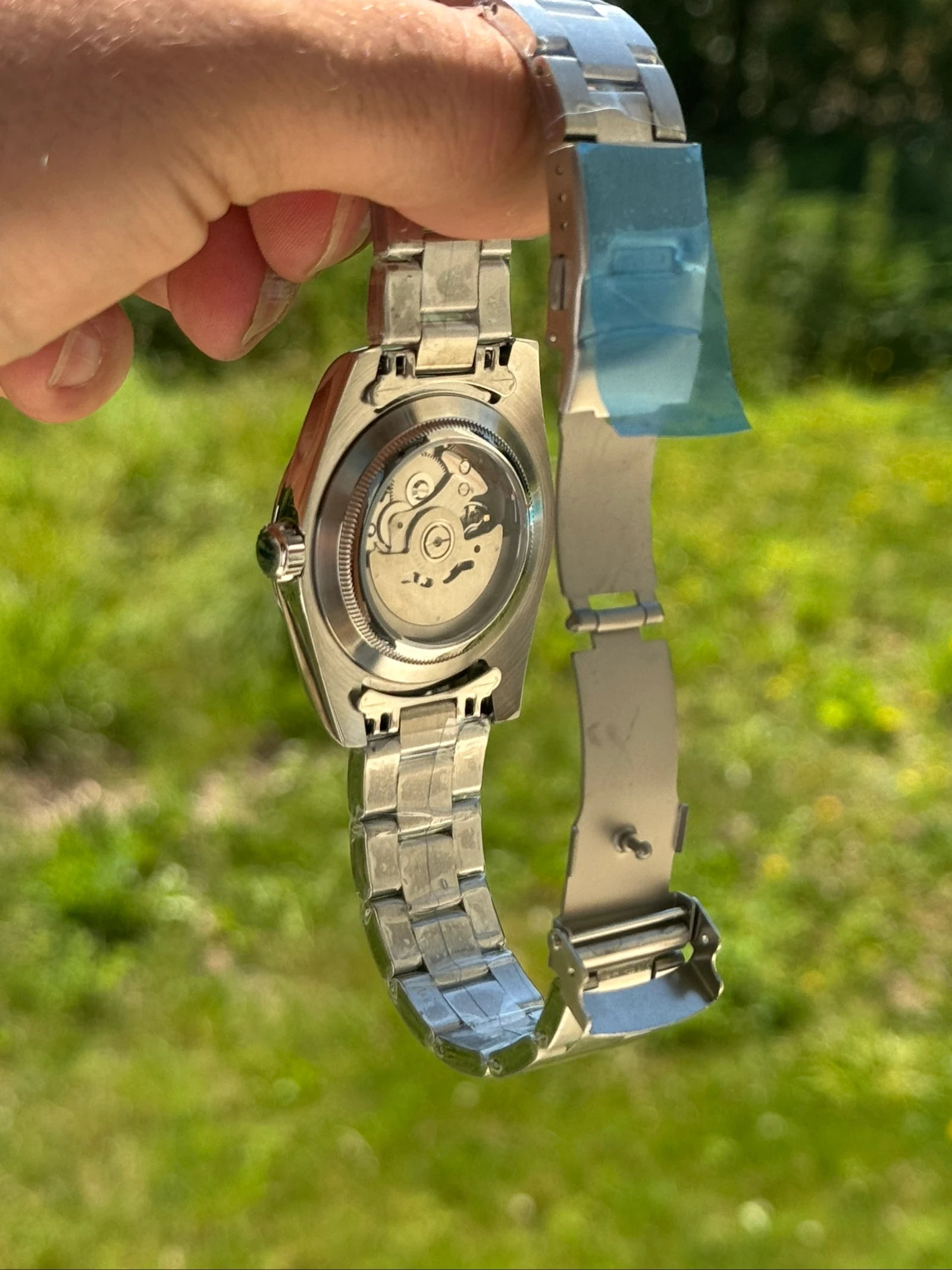 SeikoMod Mod NH35 Automático 39 mm – Esfera Soleillé Azul – Cristal de Zafiro – Brazalete Oyster – Fondo Transparente – Nueva – photo 4